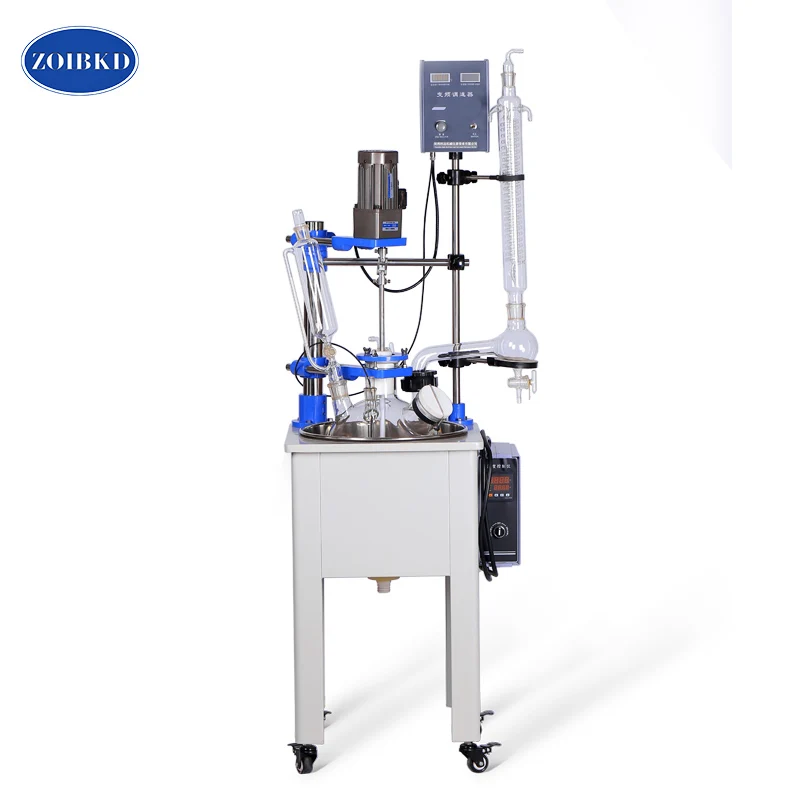 

ZOIBKD F-50L Laboratory Equipment Single lined Vacuum Glass Reactor with High Borosilicate GG3.3 with PTFE agitator