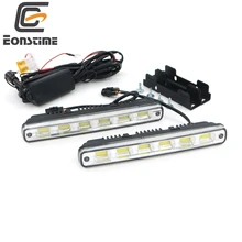 Eonstime 2pcs White Universal DC 12V 24V COB LED Daytime Running Light Super Car DRL Lamp