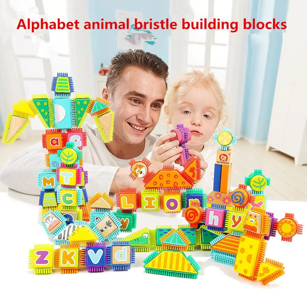 Строительные блоки учатся распознавать алфавитные животные Детские пазлы игрушка деревянные кубики развивающие игрушки