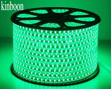Bande lumineuse LED avec prise d'alimentation, SMD 5050 AC220V, 60 diodes/m, étanche, verte, 1M/2M/3M/8M/10M/15M/20M