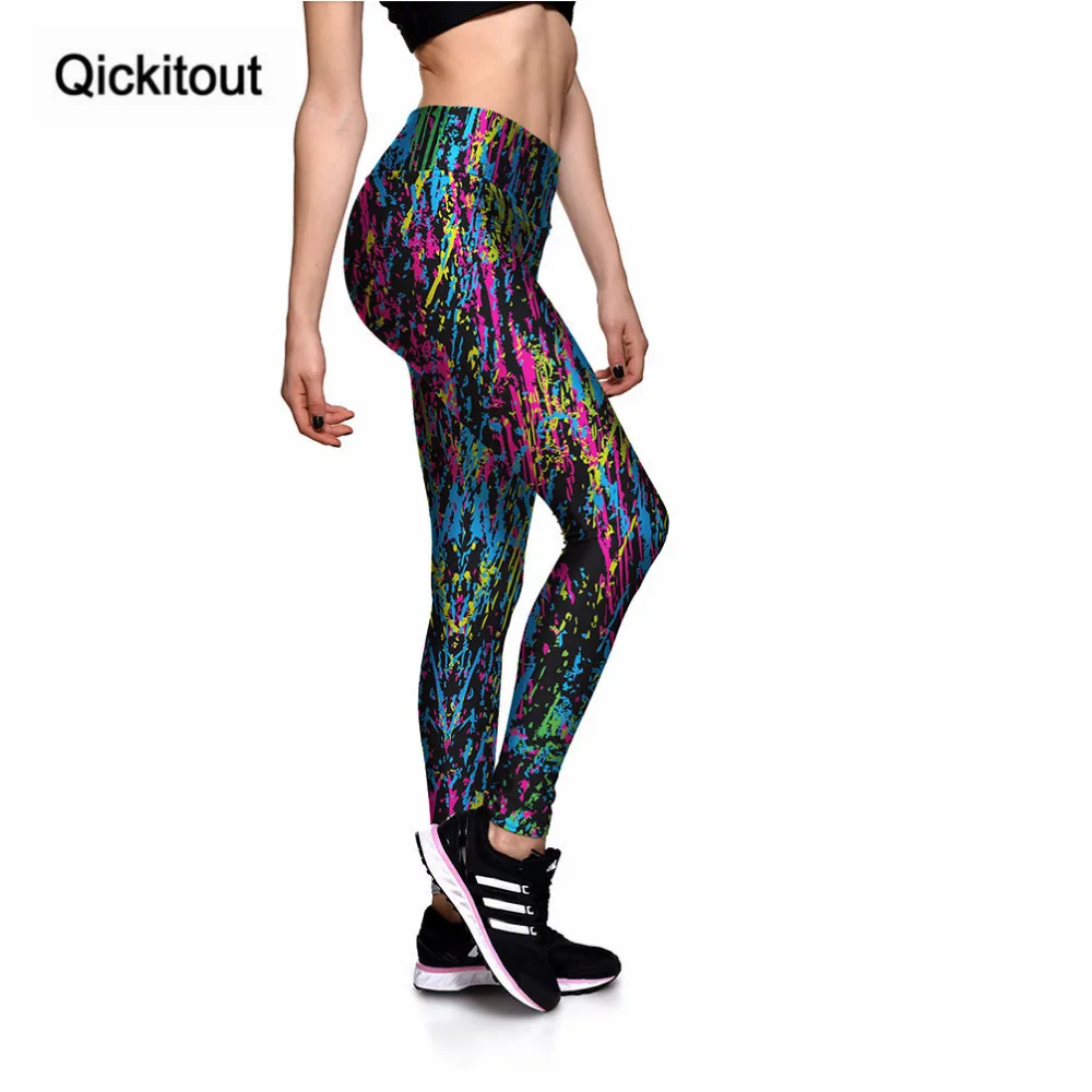 Qickitout леггинсы женские сексуальные новые леггинсы цветные масляные краски распыление 3D принт женские брюки с высокой талией брюки Прямая поставка