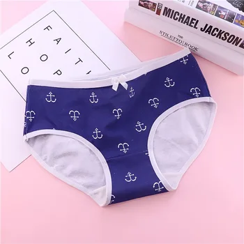 

Women's Japanese Style Bow Cute Printed Mid Waist Briefs