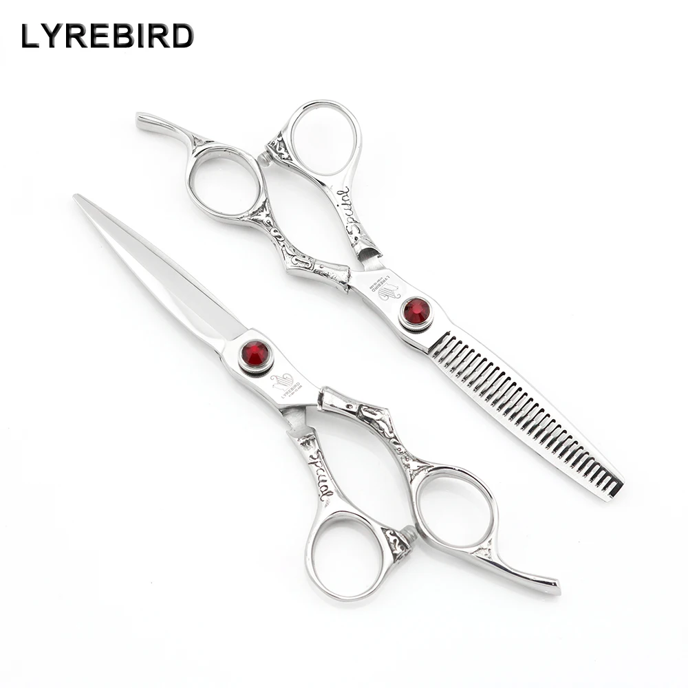 

Professional hair scissors 6 INCH Hair shears Japan 440C Barber scissors Sword blade Red stone screw Lyrebird HIGH CLASS NEW