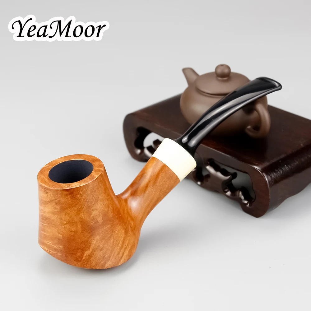 

Briar Wood Pipe 50 cleaner 9mm filter set Smoking Tobacco Pipe Deplanate White Mouth Smoking Pipe Sloping Bottom Briar Pipe