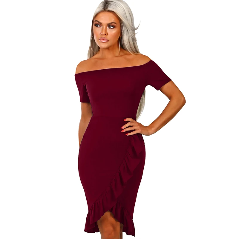Женское летнее платье карандаш черное с коротким рукавом и оборками|female dress|midi