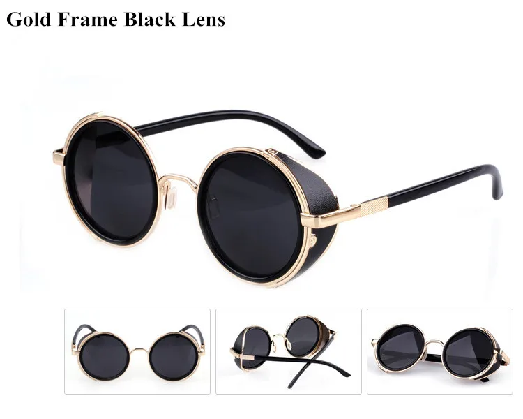 VWKTUUN стимпанк Круглые Солнцезащитные очки для мужчин и женщин винтажные Ретро Стиль зеркальные паровые очки в стиле панк мужские женские уличные солнцезащитные очки Oculos - Цвет линз: color 1