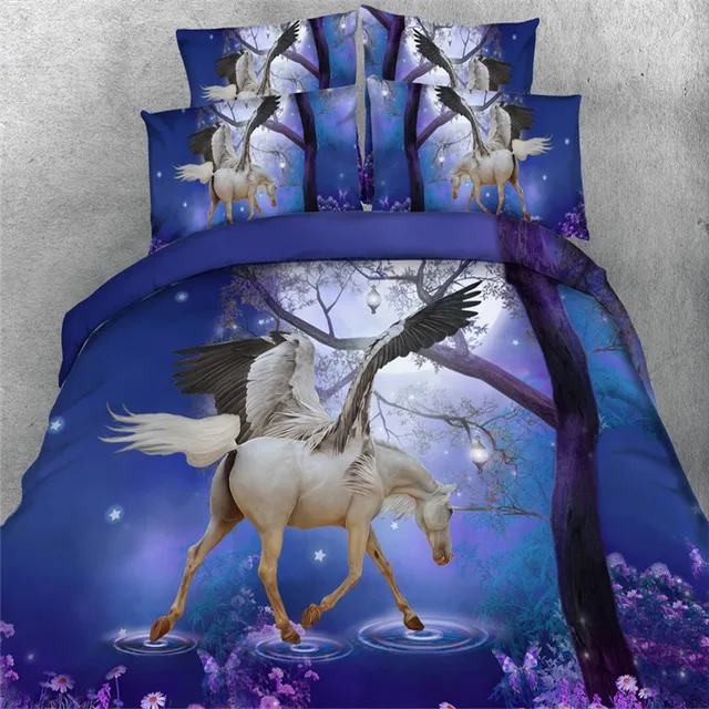 New Dreamlike Blue Purple Unicorn Bedding Sets Twin Queen Full New Dreamlike Blue Purple Unicorn Bedding Sets Twin Queen Full King Sizes