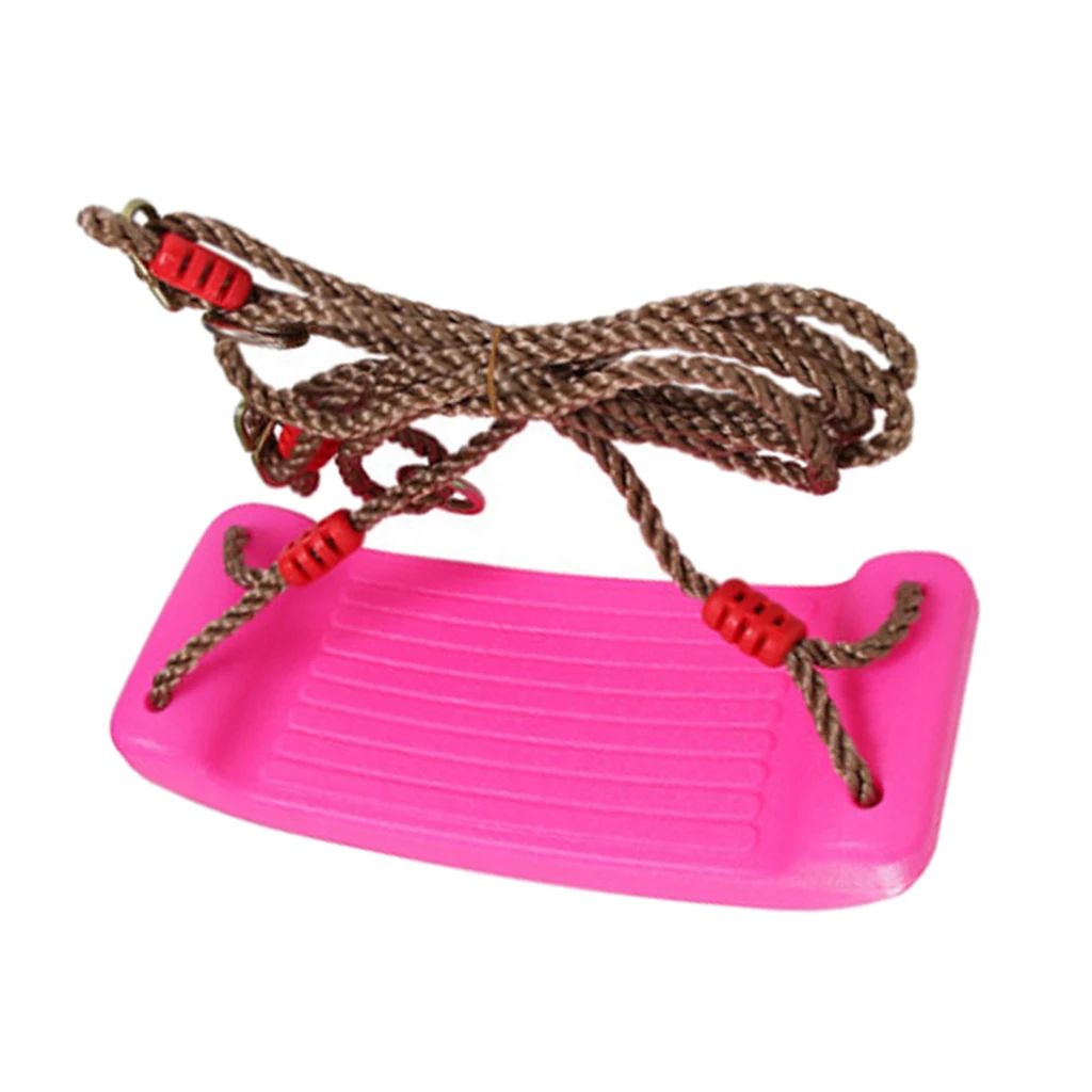 Outdoor Swing Set 4CM Thick Seat with Adjustable Ropes Playground Accessory for Kids Children Outdoor Play Toy - Pink