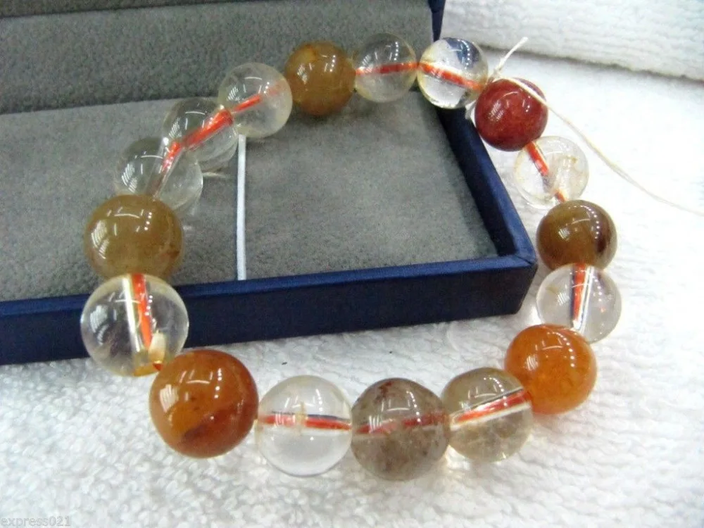 

437 Chinese Perfect Rainbow Crystal Bracelet/ Rare Round Beads String Bracelet