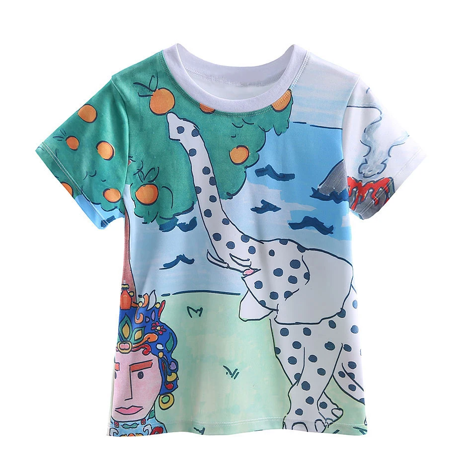 

Pettigirl Summer Boys Short Sleeves T-Shirt With White Elephant Printed Clothes For Kids Pattern Print kid Clothing BT90220-637F