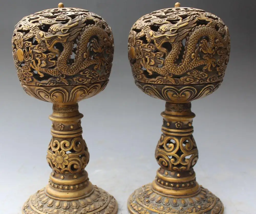 12 Chinese Dynasty palace Bronze Zodiac Year Dragon Statue Incense Burner Censer a1