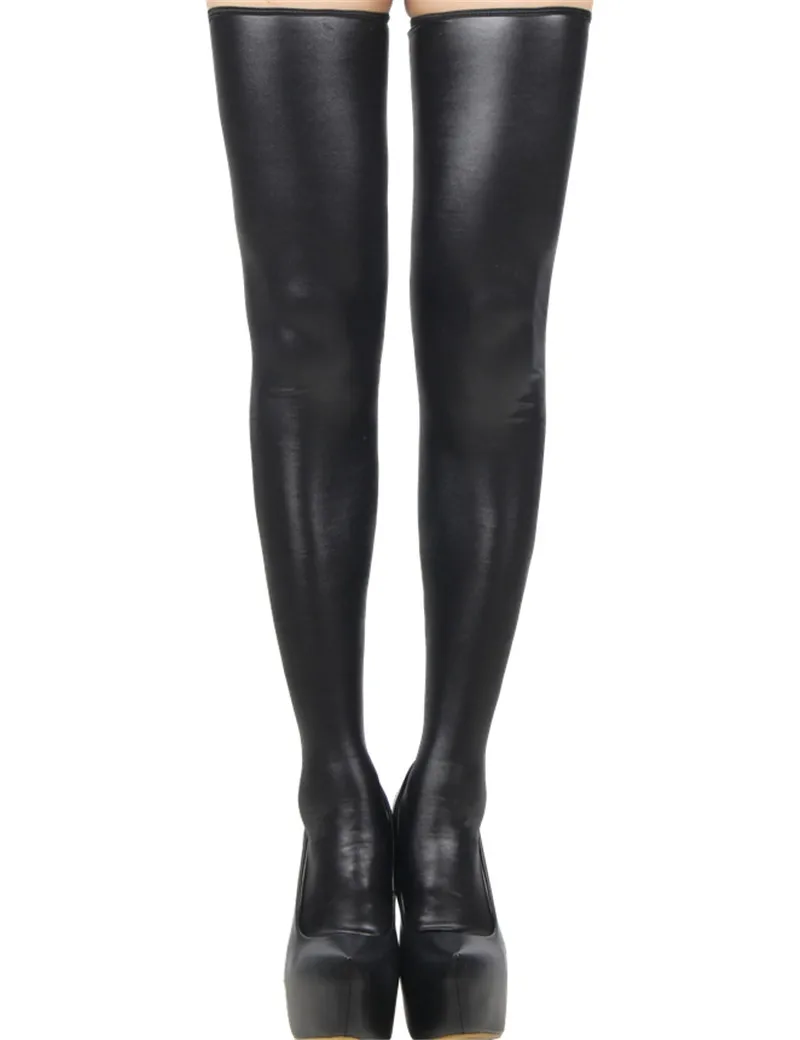 R80043 Популярные Супер дело черная кожа Чулки бренд Sexy Lady модный ногу носить Вернуться молния высокого качества женские чулки