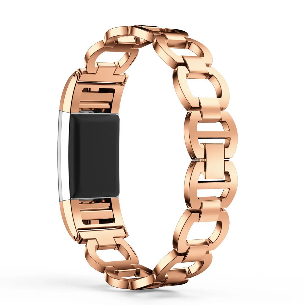 

xiniu Luxury Brand Hollow Metal Watch Bracelets Genuine Stainless Steel Bracelet Smart Watch Band Strap For Fitbit Charge 2
