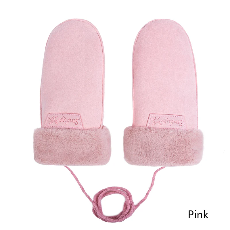 pink Evrfelan, дизайн, одноцветные Зимние перчатки для женщин, толстые теплые уличные Перчатки, варежки, женские плюс бархатные рукавички - Цвет: pink