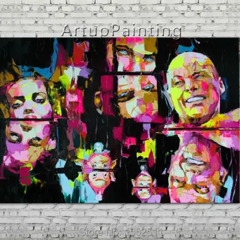 

Palette knife portrait Face Oil painting Character figure canva Hand painted Francoise Nielly wall Art picture 06-10-4