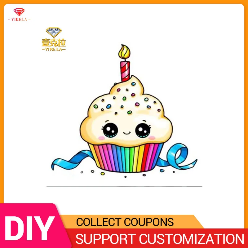 

YIKELA 5D DIY Diamond Painting Cartoon Full Drill Round Mosaic Lovely Cake Accessory Stitch Embroidery Collection Decoration