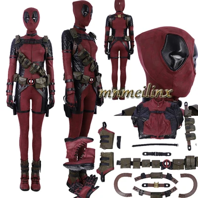 Для дам костюм с принтом Deadpool костюм X-Man супергерой Дэдпул колготки женский костюм с ботинками для хеллоуина и Рождества индивидуальная одежда - Цвет: Full suit and boots