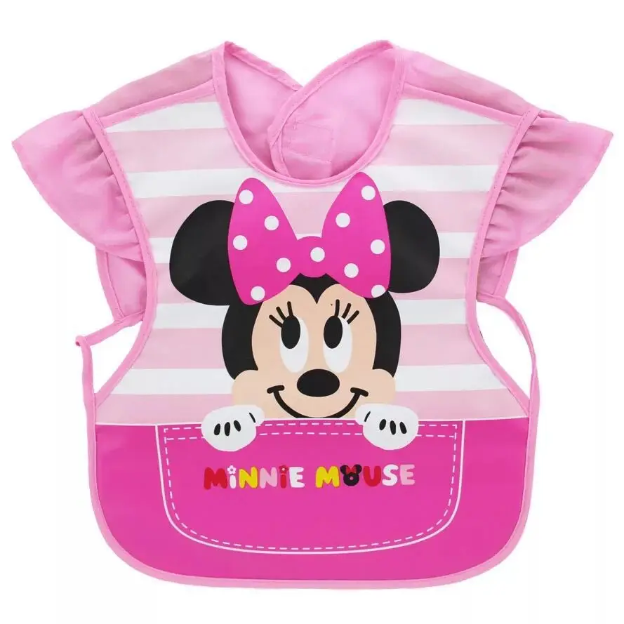 Disney minnie Eva bib waterproof children's smock maternity boy girl baby kindergarten cartoon saliva towel bib T-shirt Mickey