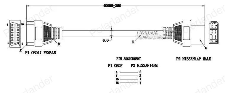 Распиновка диагностического разъема ниссан. Переходник диагностического разъема Ниссан на ОБД 2. Переходник с 14 пин на 16 пин для Ниссан. Переходник Nissan 14 Pin obd2 схема. Распиновка Nissan OBD 14 Pin