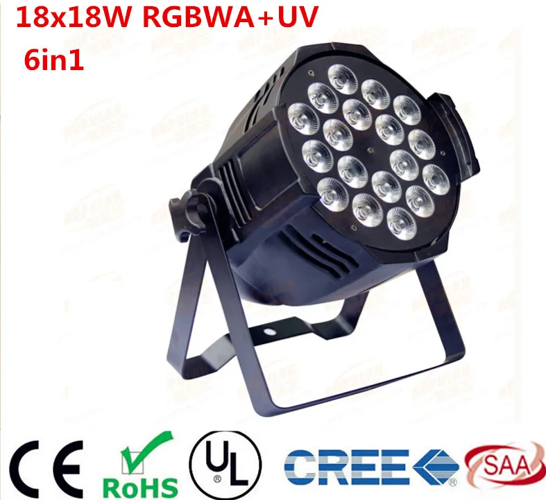 

LED par light RGBWA UV 6IN1 18X18W LED Par Cans dmx 512