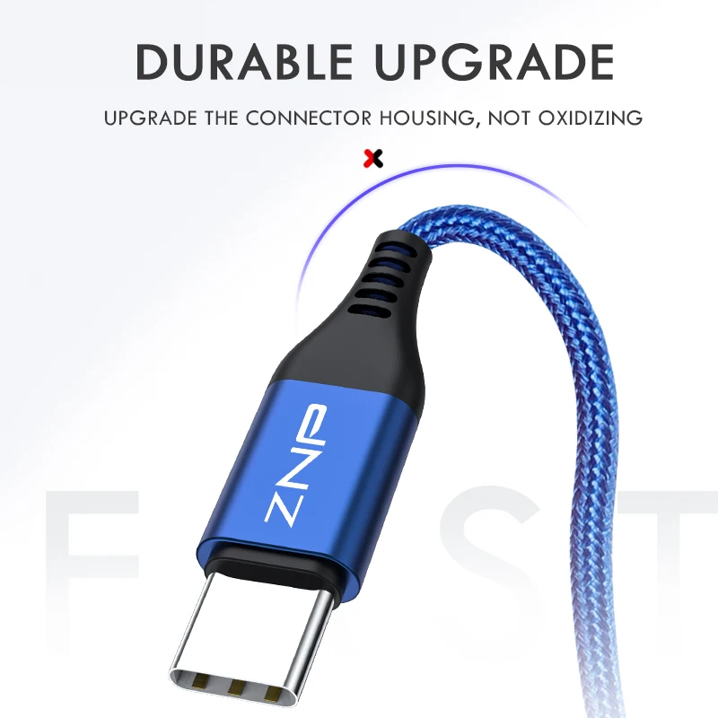 ZNP 3A USB Type C Cable For Xiaomi Redmi Note 7 USB-C Mobile Phone Fast Charging Type-C Cable for Samsung Galaxy S9 S8 Plus S10