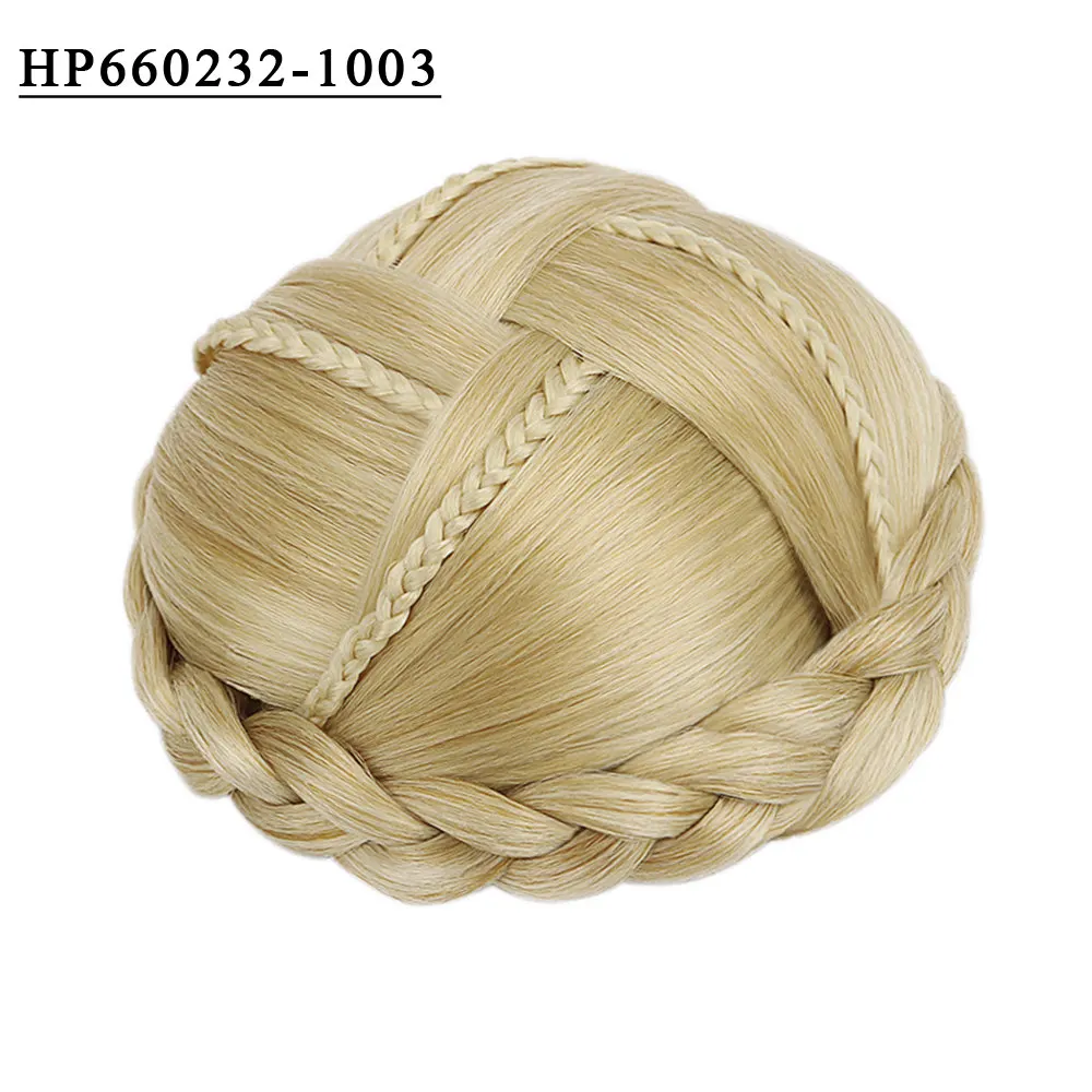 Free Beauty Curly Chignon Brown Blond Hazel Ombre Synthetic Hair Bun Extensions Rubber Band Heat Resistant Fiber for Women Girls - Цвет: HP660232-1003