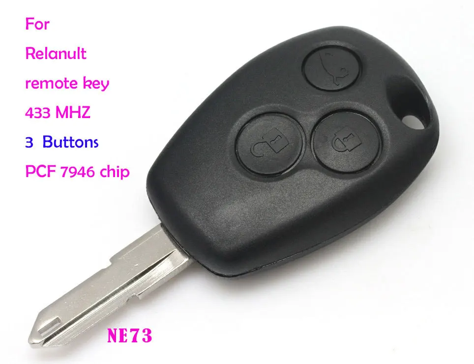 Симпатичные авто аксессуары 3 кнопки PCF7946 чип реляно дистанционного ключа 433 МГц NE73 лезвие, 2 шт