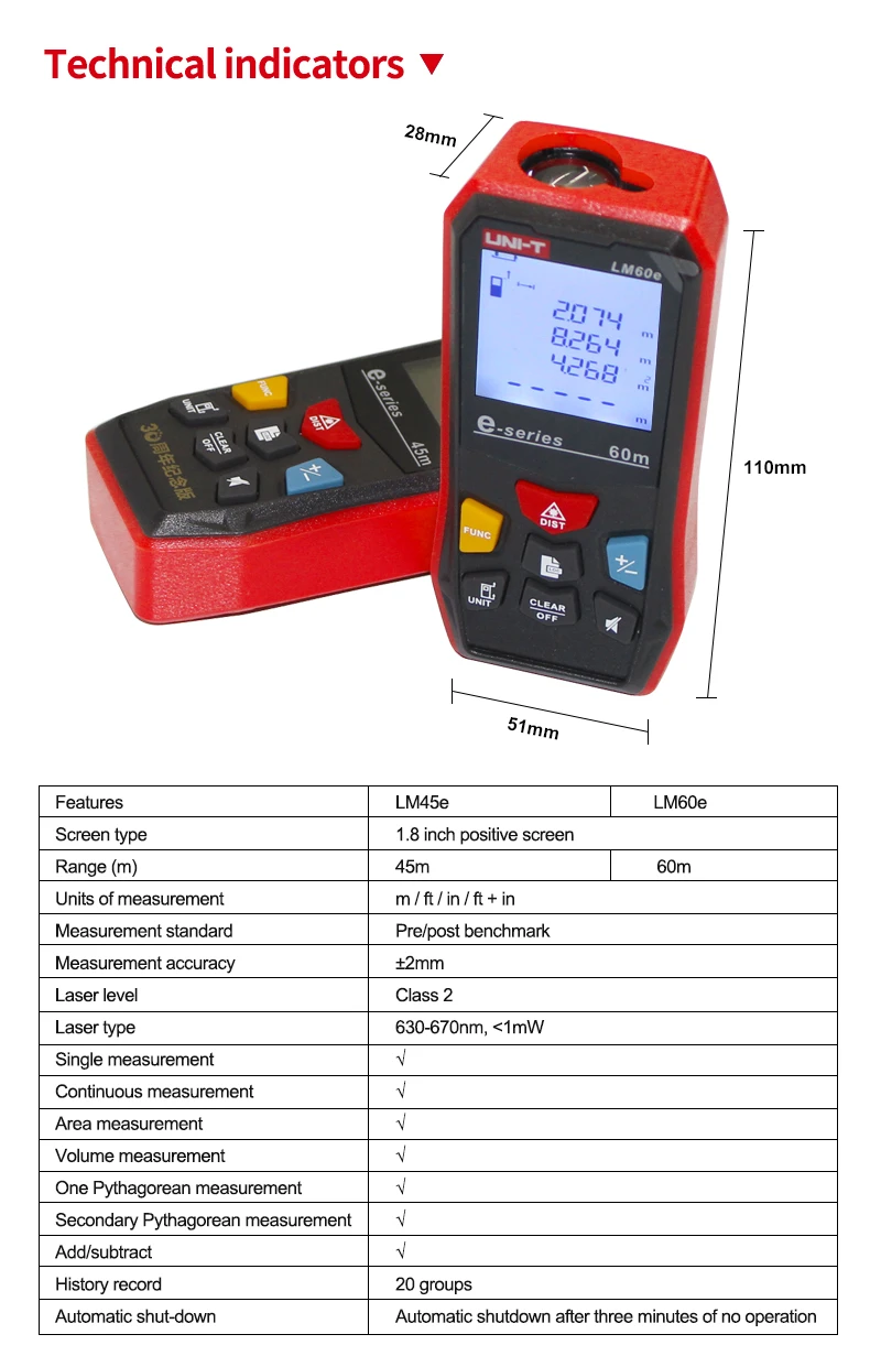 UNI-T LM40e LM50e LM60e лазерный дальномер цифровой лазерный дальномер Измерительная Лента лазерная электронная линейка дальномер