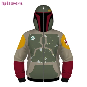 

Raisevern Planet Movie Cosplay Coat Costume Kids Boba Fett Hooded Zipper Jacket Sweatshirt Child Hoodies Baseball