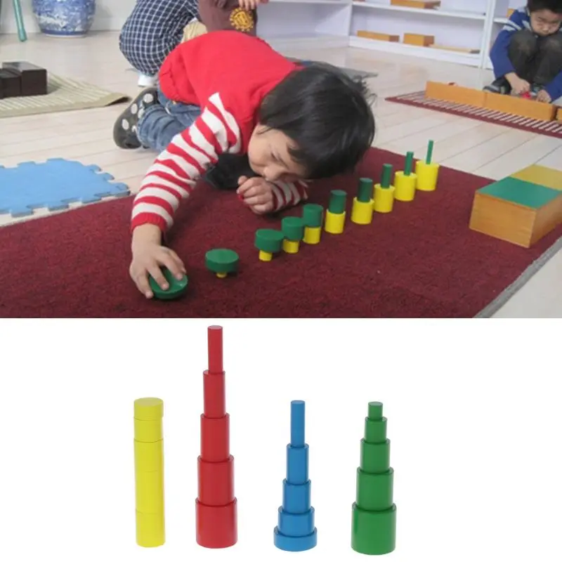 

Montessori Wooden Cylinders Educational Toys Kids Children Early Teaching Gift