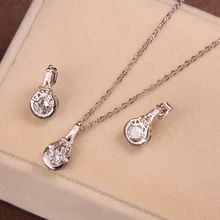Продвижение трендовых женских серебряных цветов, Круглый CZ кулон, ожерелье, серьги, наборы, ювелирные наборы, подарки, опт, CZ ювелирный набор