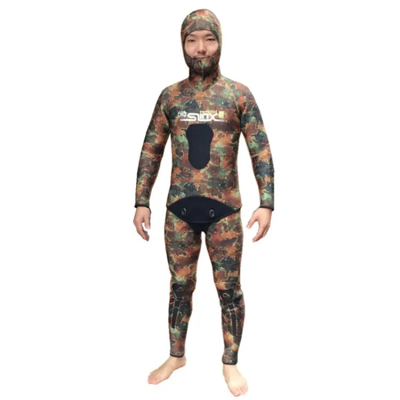 NEW 5MM Neoprene Camouflage Wetsuit With Hood Cap 2 Piece Camo John's