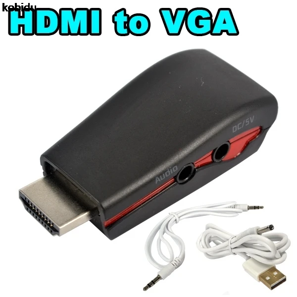 

Hot HDMI to VGA Adapter Male to Female Conversion Connector 1080P USB Power Cable for Tablet Laptop HDTV DVD 3.5mm audio Cable
