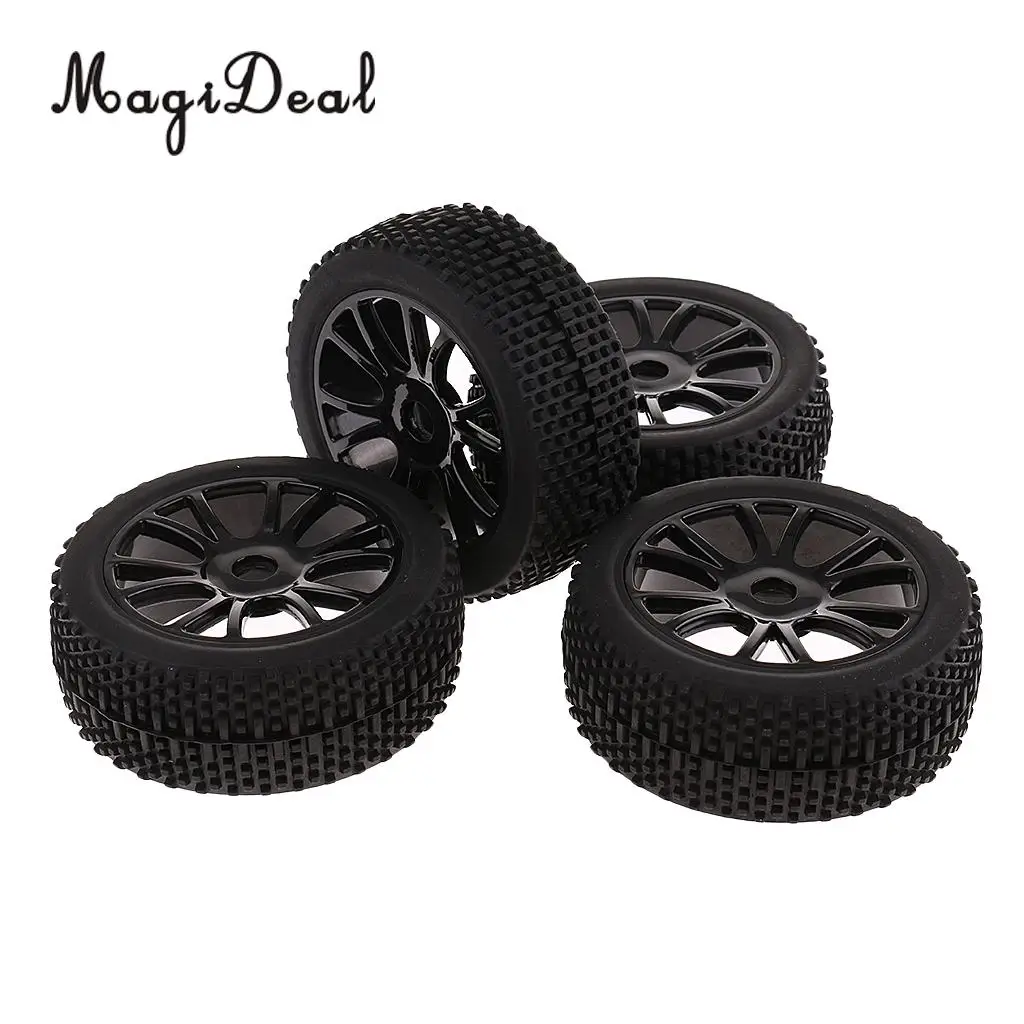 MagiDeal Rubber 4 Pieces 17mm Hub Wheel Rim Tires 1:8 Off-Road RC Car Buggy Tyre for 1/8 HSP HPI Truck