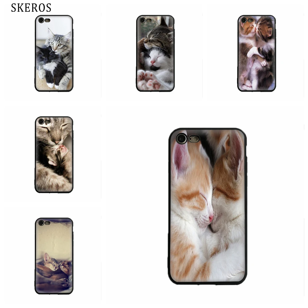 SKEROS Любители котенок объятия Силиконовые ТПУ телефон мягкий чехол для Iphone X 5 5S Se 6