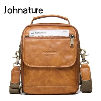 

Johnature 2020 New Genuine Leather Solid Zipper Casual Fashion Soft Versatile Thread Shoulder & Crossbody Bags Men Messenger Bag