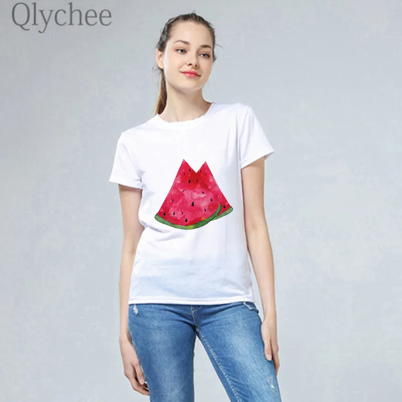 Qlychee летние женские футболки с принтом фруктового Фруктового мороженого