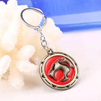 

HSIC 12PCS/LOT Cartoon Animation Thundercats Logo Red Gold Silver Plated 4.5cm Metal Keychain Keyring Birthday Surprise Gifts