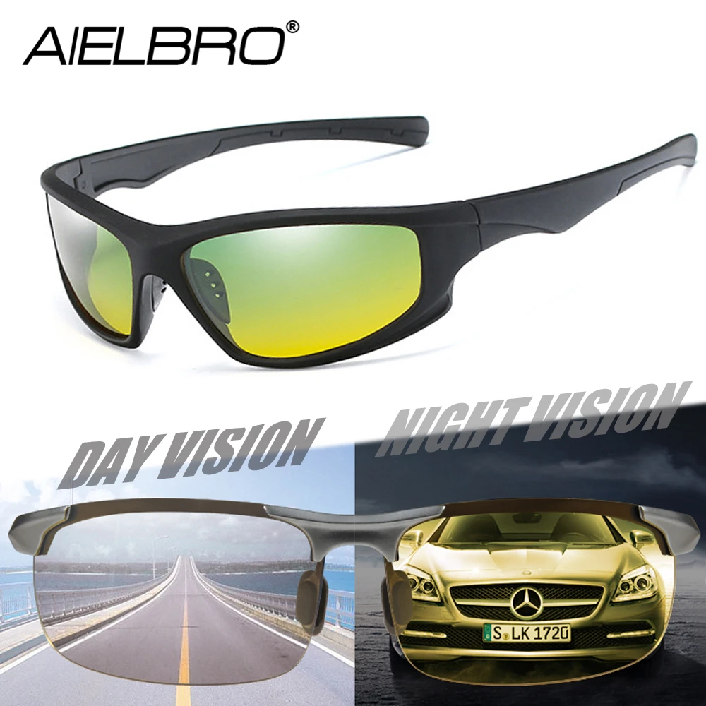

Night Vision Motorbike Cycling Sunglasses Men Polarized Green Yellow Lens Sun Glasses Women Driving Gafas de sol