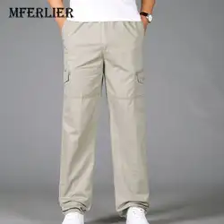 MFERLIER свободные летние брюки мужские Размеры L-5XL тонкие Стильные Длинные повседневные мужские штаны 5 цветов