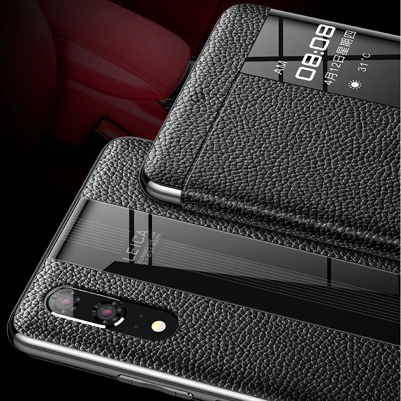 Роскошный чехол из натуральной кожи для Huawei P20 Pro Smart View кожаный флип P 20 защитный