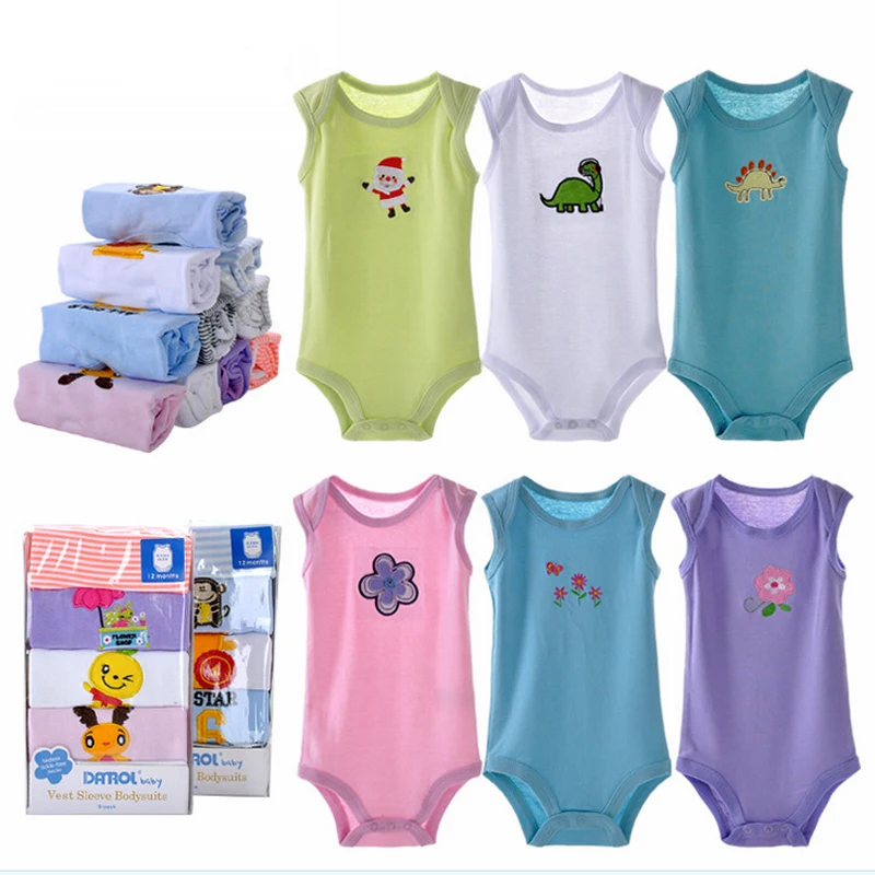 

5pcs/set newborn bodysuit baby girl boy clothing summer sleevesless body bebes baby girl bodysuits triangle jumpsuit clothes