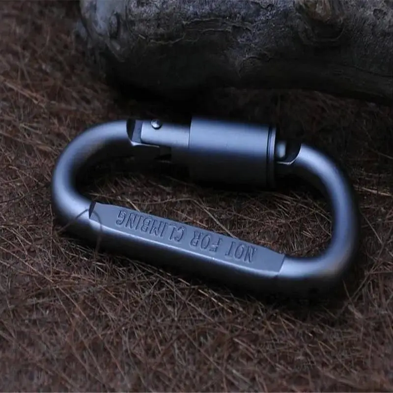 D Shape Outdoor Aluminum Alloy Climbing Carabiner Lock Hung Mountaineering Buckle Outdoor Rope