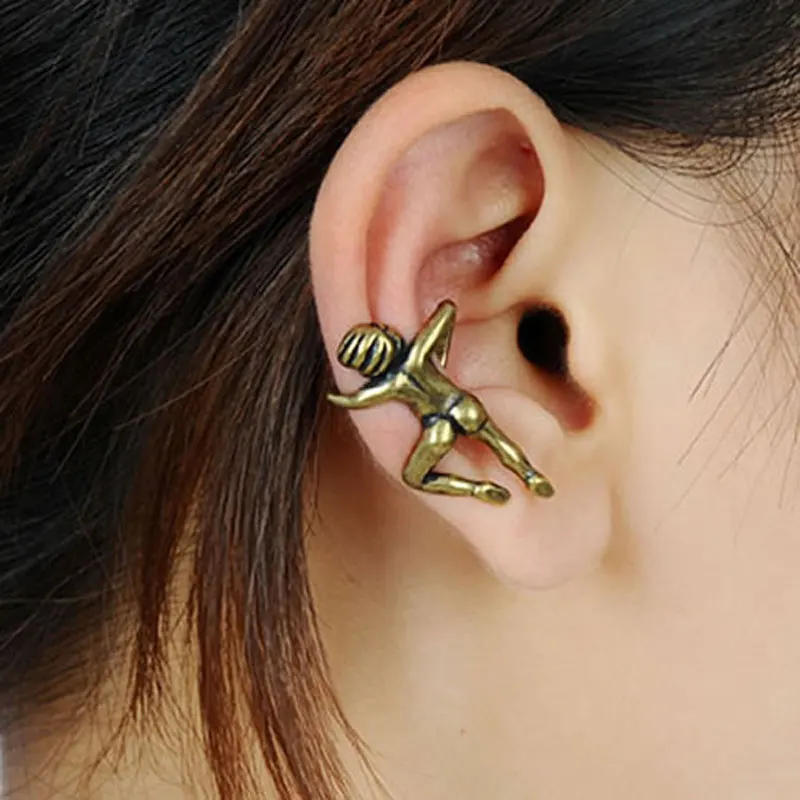 

High Quality Fashion Punk Bronze Men Human Figure Clip Earring Ear Cuff Gothic Jewelry free Shipping