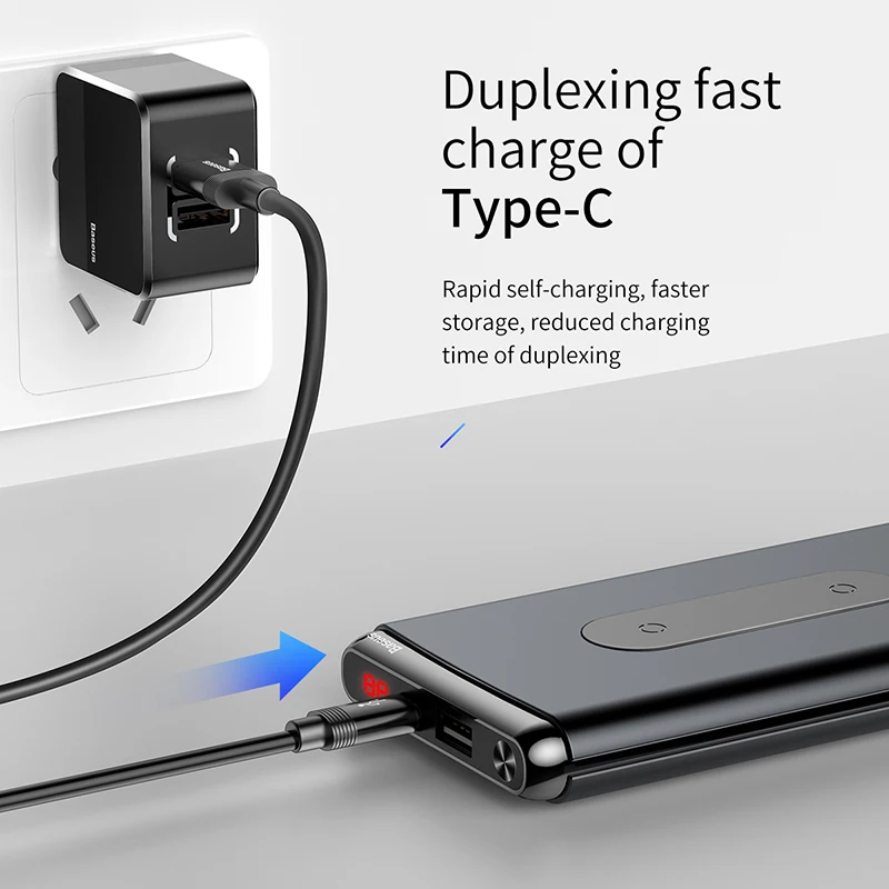 Baseus QI Wireless Charging Power Bank Charger For iPhone X 8 Xs Samsung S9 S8 Fast Charging QC3.0 PD Powerbank Wireless Charger