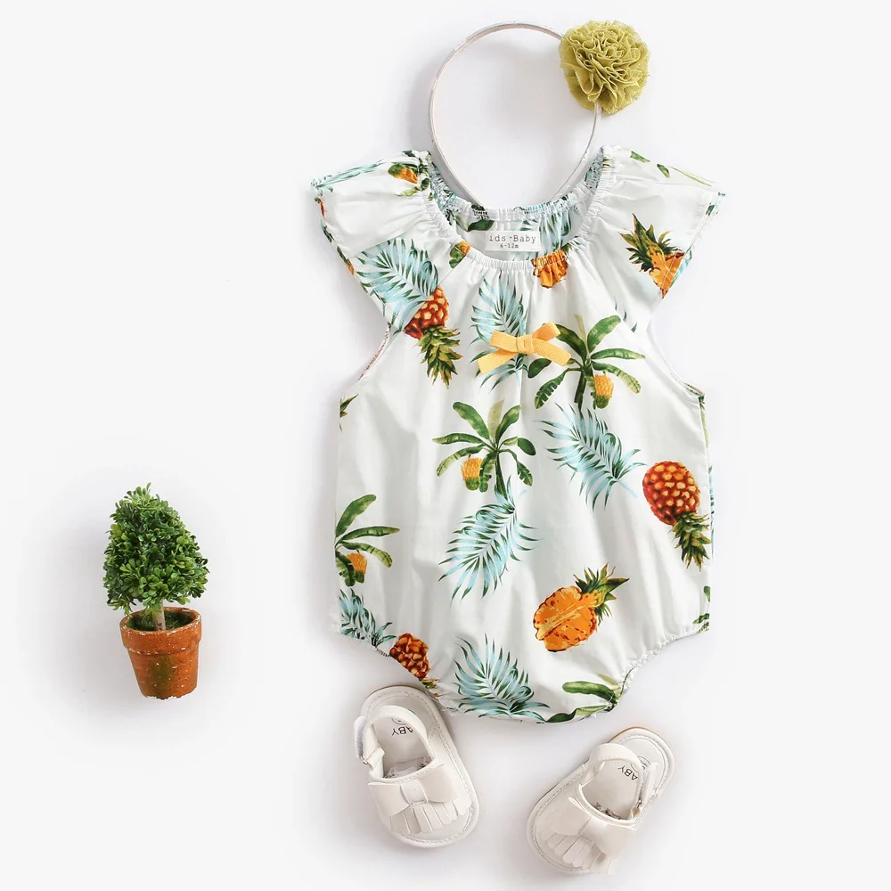 New Born Baby Infant Baby Girl Rompers Print Floral Pineapple Summer