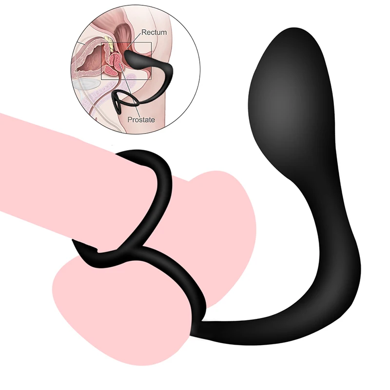 4.27US $ |Porn goods Male Silicone Prostate Massager with Cock Ring Delay E...