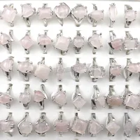 Fashion Natural Rose Quartz Crystal Rings Women's Jewelry 50pcs Wholesale 1