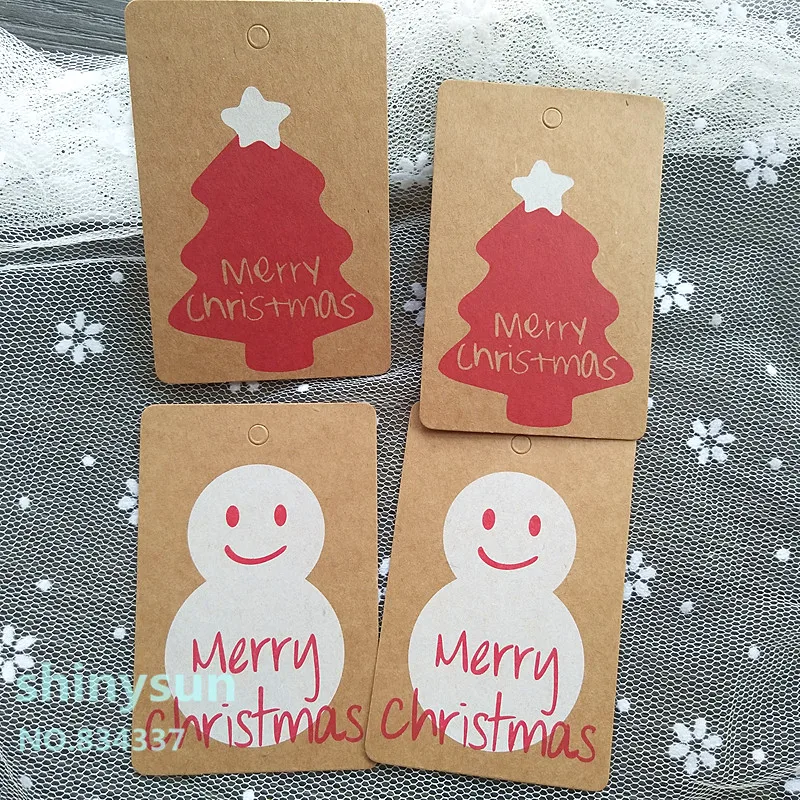50pcs/lot 5x7.5cm style Merry Christmas label Vintage cowhide paper gift tags,bookmarks,message