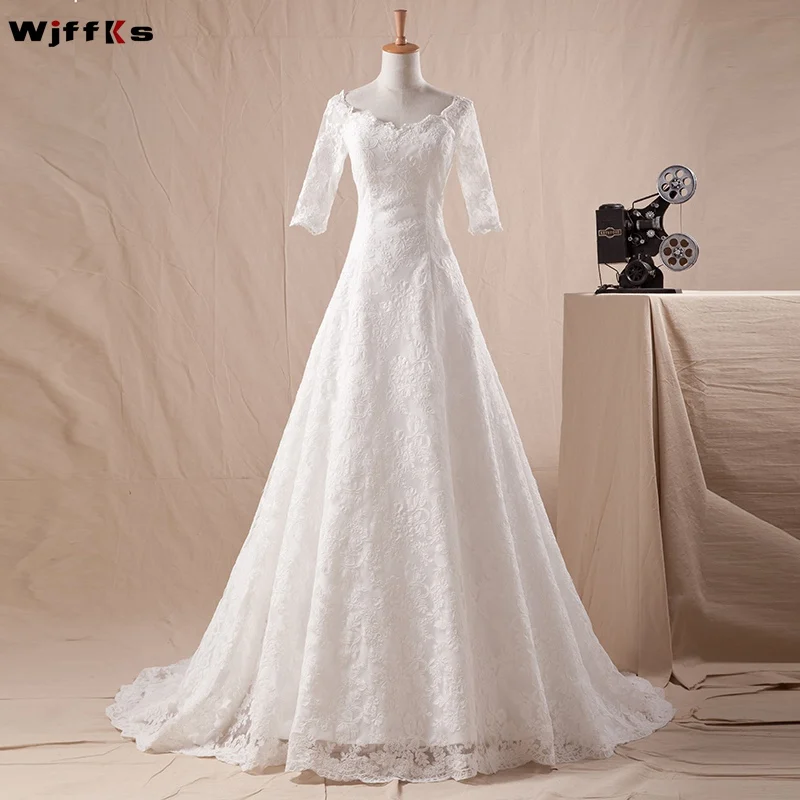2019 VNXIFM Vestido De Noiva Custom Милая мусульманское свадебное платье три четверти чистой